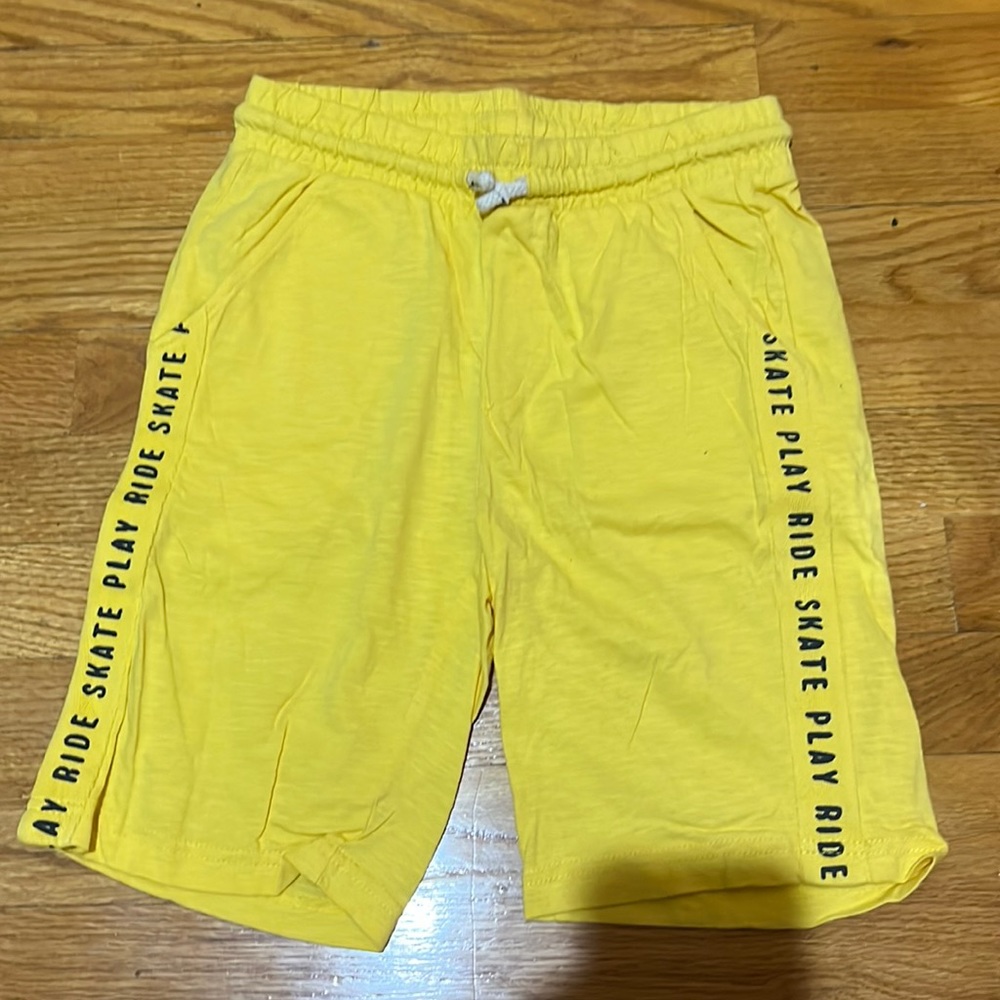 Zara kids boys yellow shorts with text on sides